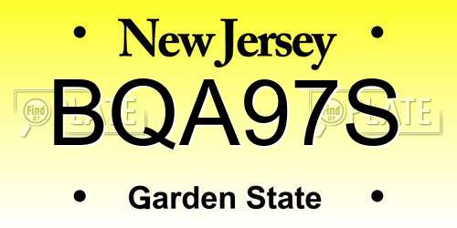 BQA97S New Jersey License Plate