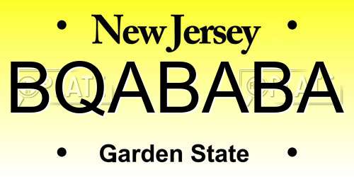 BQABABA New Jersey License Plate