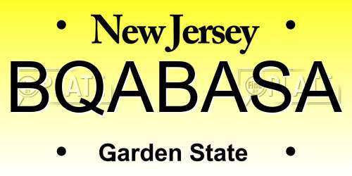 BQABASA New Jersey License Plate