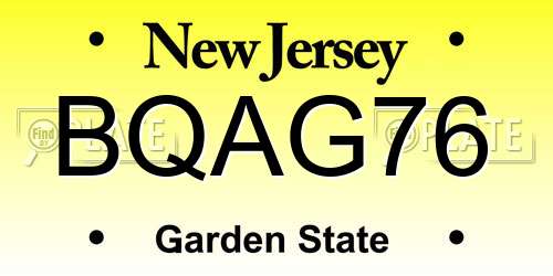 BQAG76 New Jersey License Plate