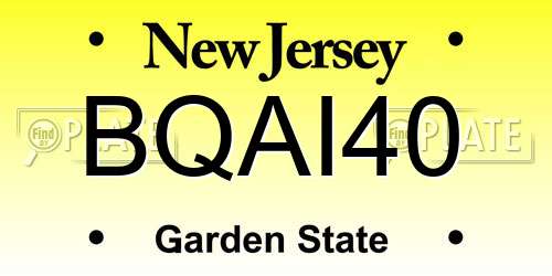 BQAI40 New Jersey License Plate