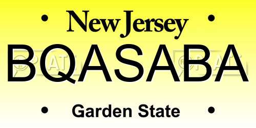 BQASABA New Jersey License Plate