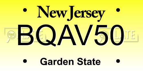 BQAV50 New Jersey License Plate