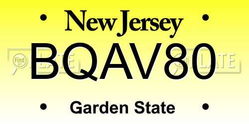 BQAV80 New Jersey License Plate