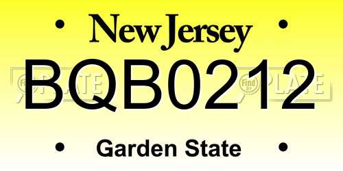 BQB0212 New Jersey License Plate