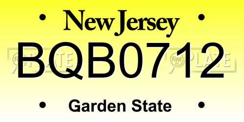 BQB0712 New Jersey License Plate