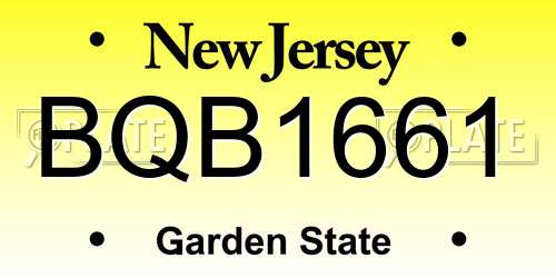 BQB1661 New Jersey License Plate