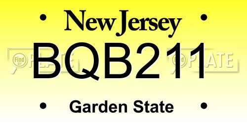 BQB211 New Jersey License Plate