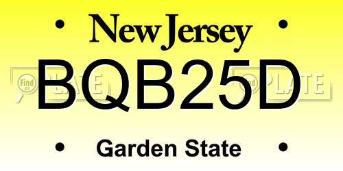 BQB25D New Jersey License Plate