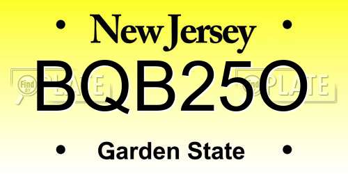 BQB25O New Jersey License Plate