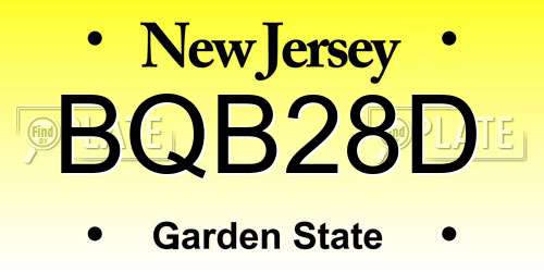 BQB28D New Jersey License Plate
