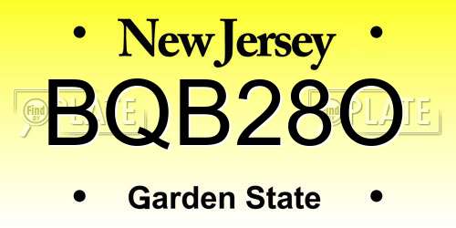 BQB28O New Jersey License Plate