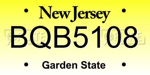 BQB5108 New Jersey License Plate