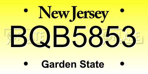 BQB5853 New Jersey License Plate
