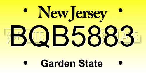 BQB5883 New Jersey License Plate