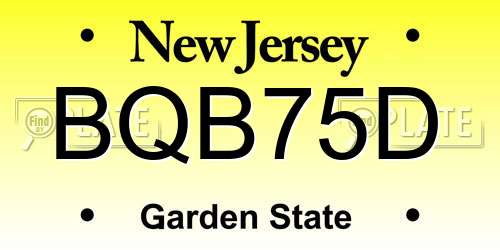 BQB75D New Jersey License Plate