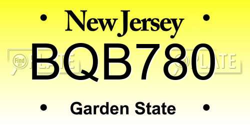 BQB780 New Jersey License Plate