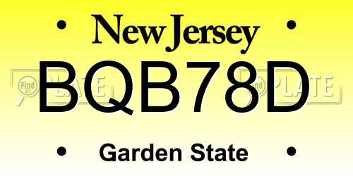BQB78D New Jersey License Plate