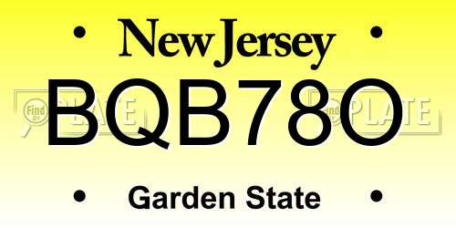 BQB78O New Jersey License Plate