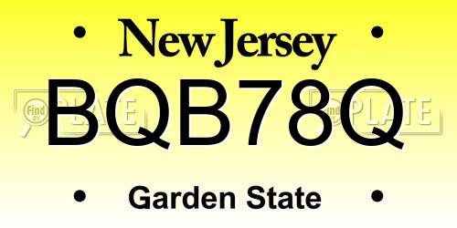 BQB78Q New Jersey License Plate