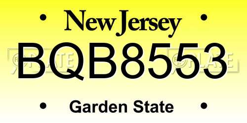 BQB8553 New Jersey License Plate