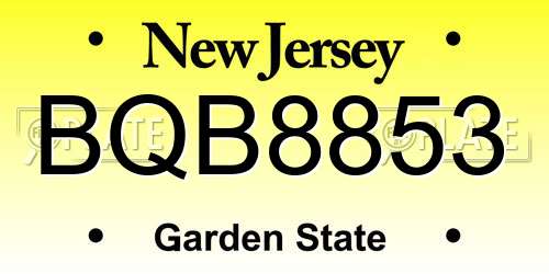 BQB8853 New Jersey License Plate