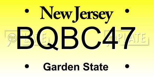 BQBC47 New Jersey License Plate