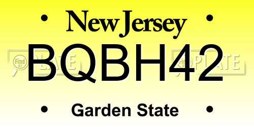 BQBH42 New Jersey License Plate