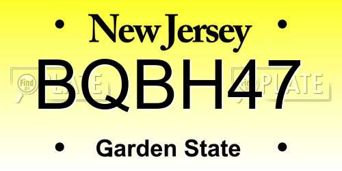BQBH47 New Jersey License Plate