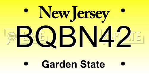 BQBN42 New Jersey License Plate