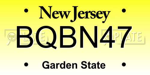 BQBN47 New Jersey License Plate