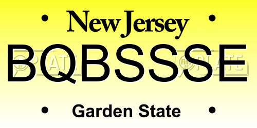 BQBSSSE New Jersey License Plate
