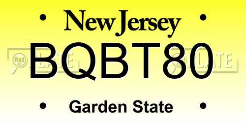 BQBT80 New Jersey License Plate