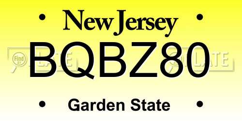 BQBZ80 New Jersey License Plate