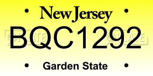 BQC1292 New Jersey License Plate