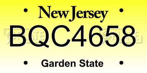 BQC4658 New Jersey License Plate