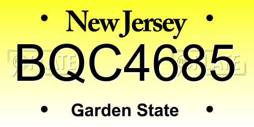 BQC4685 New Jersey License Plate