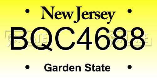BQC4688 New Jersey License Plate