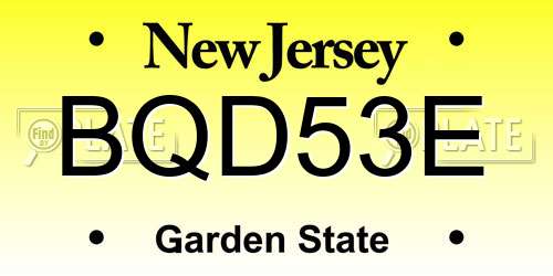 BQD53E New Jersey License Plate