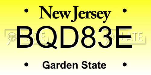 BQD83E New Jersey License Plate