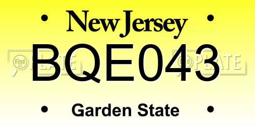 BQE043 New Jersey License Plate