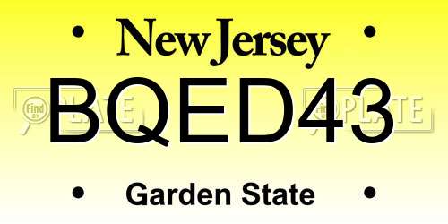 BQED43 New Jersey License Plate