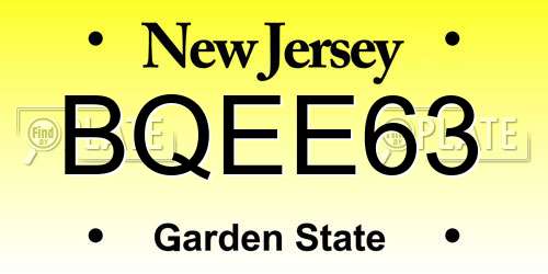 BQEE63 New Jersey License Plate