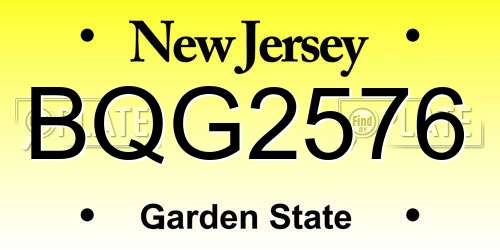 BQG2576 New Jersey License Plate