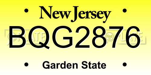 BQG2876 New Jersey License Plate