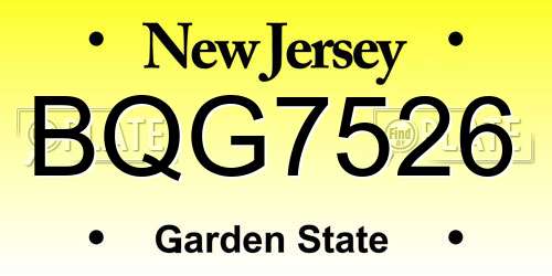 BQG7526 New Jersey License Plate