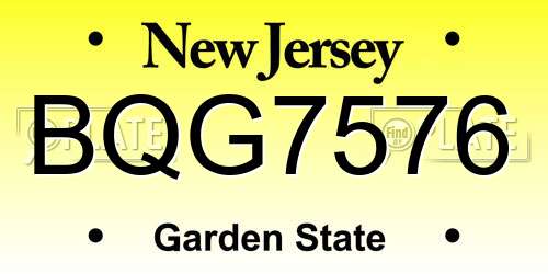 BQG7576 New Jersey License Plate