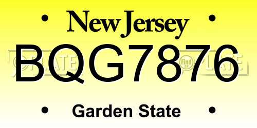 BQG7876 New Jersey License Plate