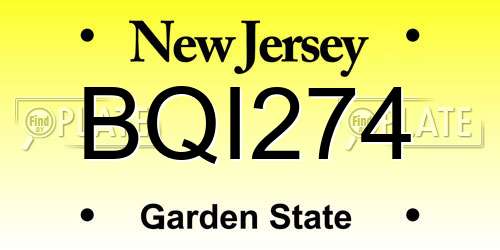 BQI274 New Jersey License Plate
