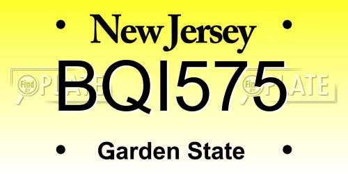 BQI575 New Jersey License Plate